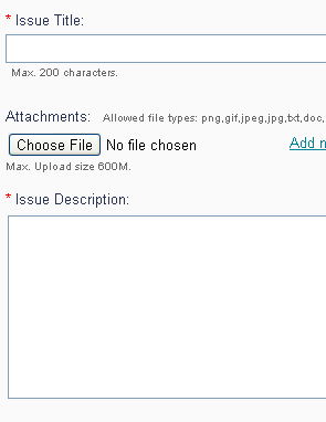 screenshot of add issue page