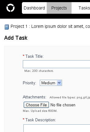 screenshot of add task page