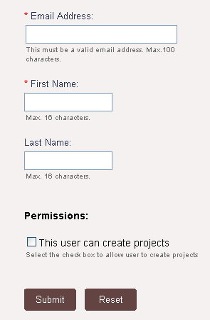 screenshot of registration page