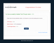 screenshot of TrackThrough installation success page