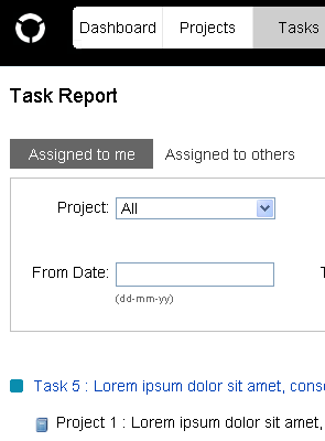 screenshot of task report page